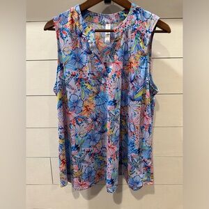 Dear Scarlett Floral Sleeveless Top - Multicolor- size Large